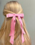 Double Bow Double Sash Velvet Hair Clip