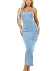 Women's Fashion Long Denim Maxi Dress by Claude