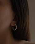 Studded Pearl Hoop Earrings