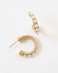 Studded Pearl Hoop Earrings