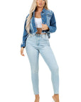 Women's Fashion Crop Denim Trucker Jacket