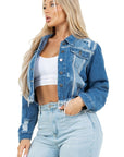 Women's Fashion Crop Denim Trucker Jacket