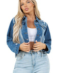 Women's Fashion Crop Denim Trucker Jacket