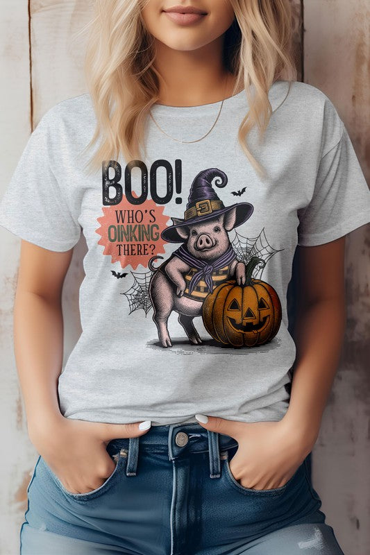 Boo Who&#39;s Oinking There, Halloween Graphic Tee