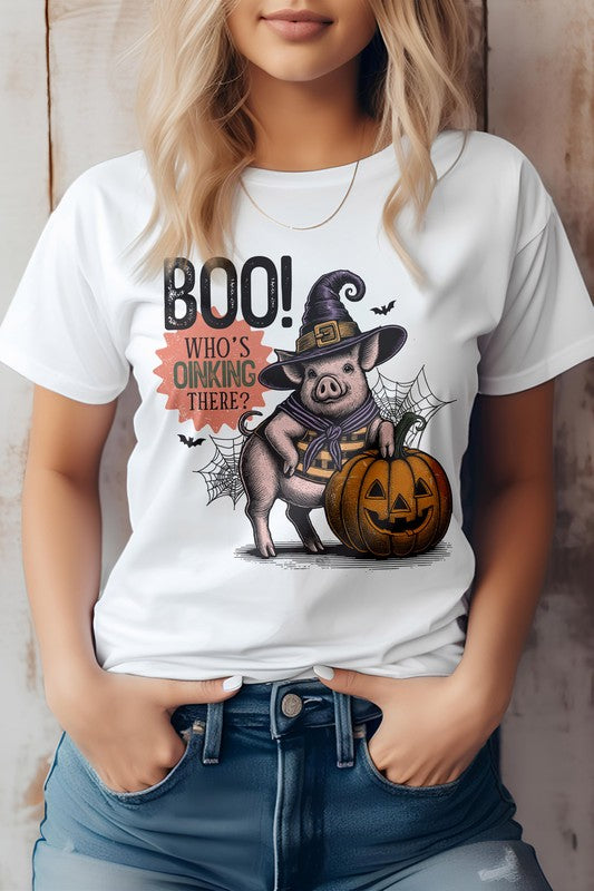 Boo Who&#39;s Oinking There, Halloween Graphic Tee