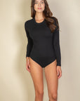 Solid Long Sleeve Round Neck Bodysuit