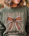 Game Day Football Bow Graphic Fleece Sweatshirts