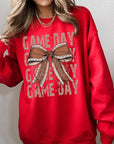 Game Day Football Bow Graphic Fleece Sweatshirts