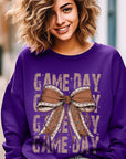 Game Day Football Bow Graphic Fleece Sweatshirts