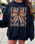 Game Day Football Bow Graphic Fleece Sweatshirts