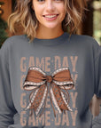 Game Day Football Bow Graphic Fleece Sweatshirts