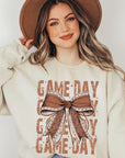 Game Day Football Bow Graphic Fleece Sweatshirts