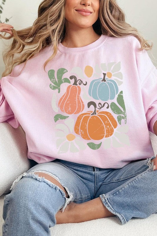 Abstract Fall Pumpkin Graphic Fleece Sweatshirts