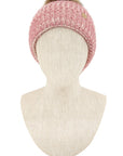 Sable Touch Feather Knit Beanie with Fur Pom