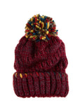 Multi Color Knit Beanie with Pop Color Pom