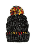 Multi Color Knit Beanie with Pop Color Pom