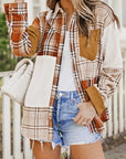 Plaid Color Block Patchwork Pocket Shirt Shacket