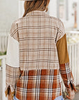 Plaid Color Block Patchwork Pocket Shirt Shacket