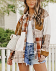 Plaid Color Block Patchwork Pocket Shirt Shacket