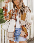 Plaid Color Block Patchwork Pocket Shirt Shacket