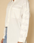 Miss Sparkling | Bow Sleeve Button Down Shirt
