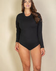 Plus Solid Long Sleeve Round Neck Bodysuit