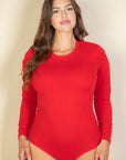 Plus Solid Long Sleeve Round Neck Bodysuit