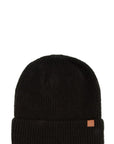 Solid Rib Beanie with Leather Tab