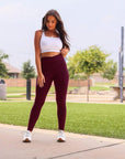 Julia Rose The Molly Maroon Crossover Full Length Leggings