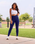 Julia Rose The Nadia Navy Crossover Full Length Leggings