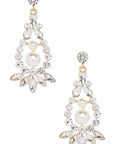 Crystal Pearl Accent Statement Earrings