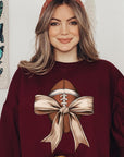 Football Bow Graphic Fleece Sweatshirts