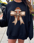 Football Bow Graphic Fleece Sweatshirts