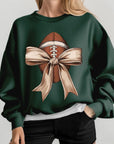 Football Bow Graphic Fleece Sweatshirts