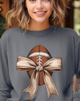 Football Bow Graphic Fleece Sweatshirts