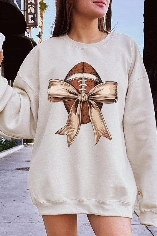 Football Bow Graphic Fleece Sweatshirts