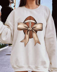 Football Bow Graphic Fleece Sweatshirts