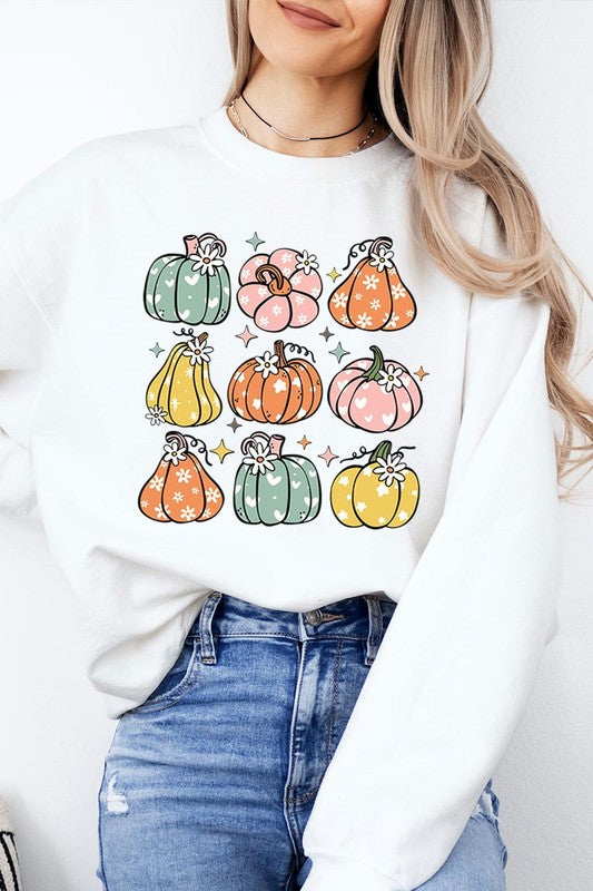 Pumpkins &amp; Daisies Graphic Fleece Sweatshirts