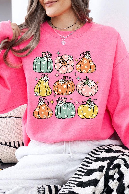 Pumpkins &amp; Daisies Graphic Fleece Sweatshirts