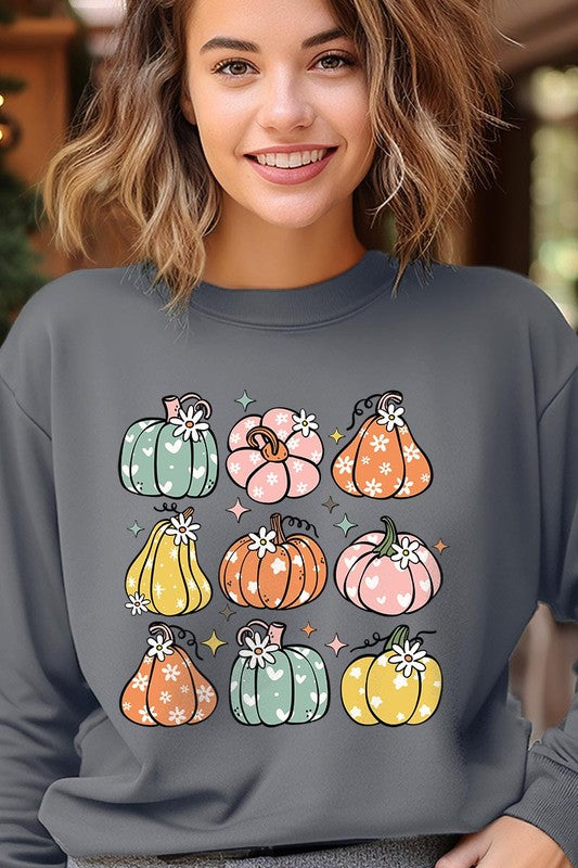 Pumpkins &amp; Daisies Graphic Fleece Sweatshirts