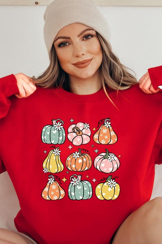 Pumpkins &amp; Daisies Graphic Fleece Sweatshirts