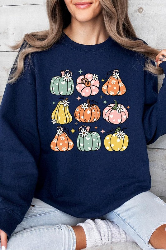 Pumpkins &amp; Daisies Graphic Fleece Sweatshirts