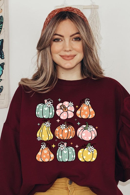 Pumpkins &amp; Daisies Graphic Fleece Sweatshirts