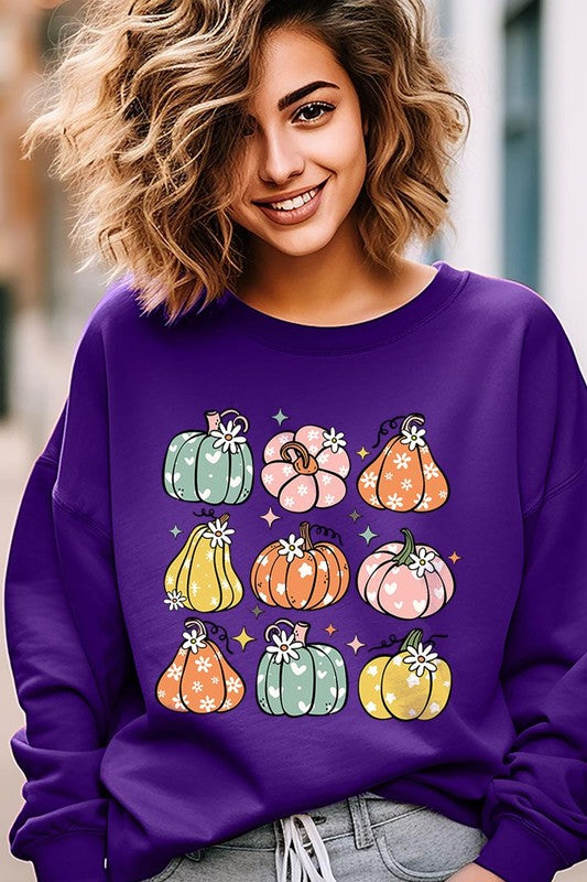 Pumpkins &amp; Daisies Graphic Fleece Sweatshirts