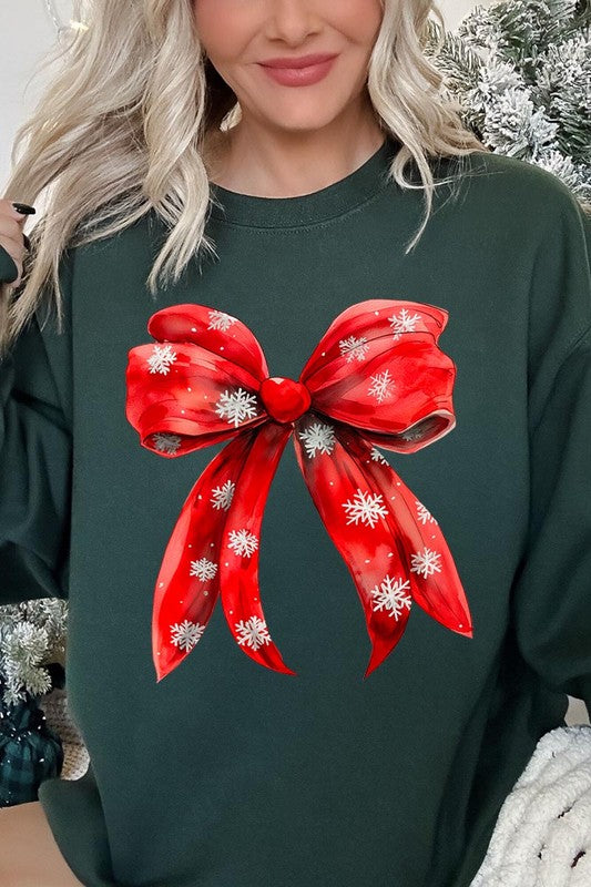 Christmas Snowflakes Bow Graphic Sweatshirts