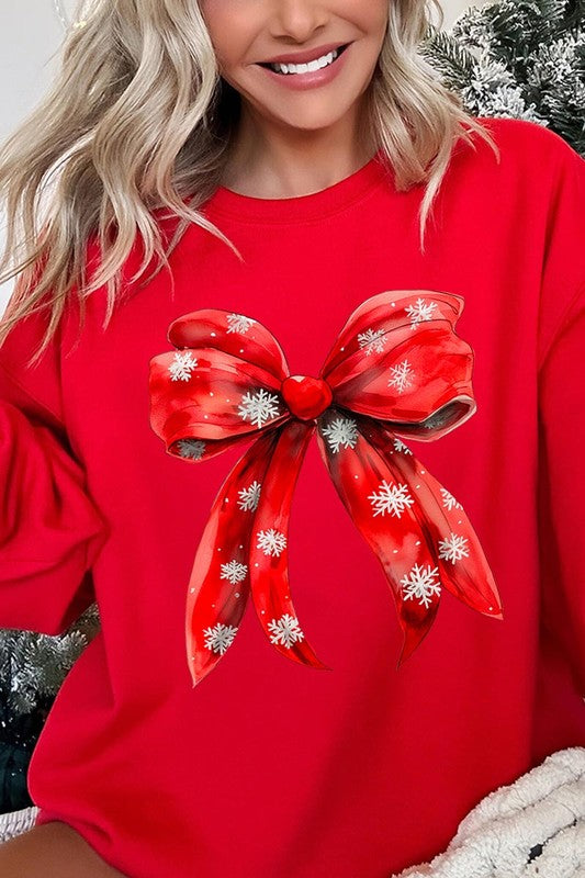 Christmas Snowflakes Bow Graphic Sweatshirts