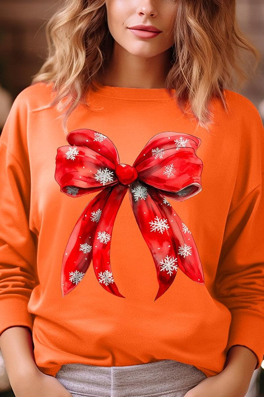 Christmas Snowflakes Bow Graphic Sweatshirts