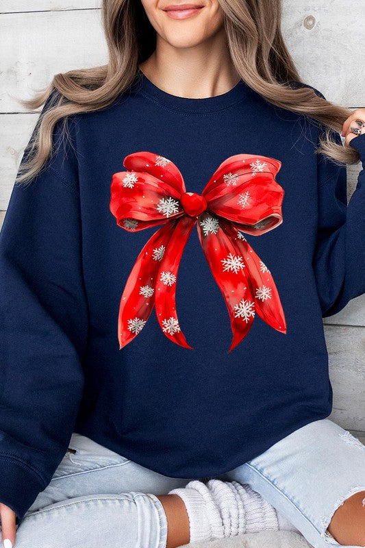 Christmas Snowflakes Bow Graphic Sweatshirts