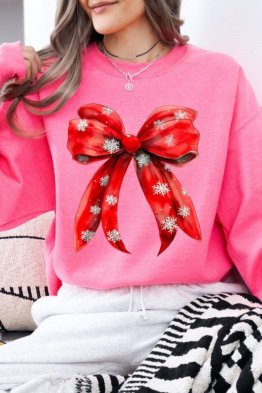 Christmas Snowflakes Bow Graphic Sweatshirts