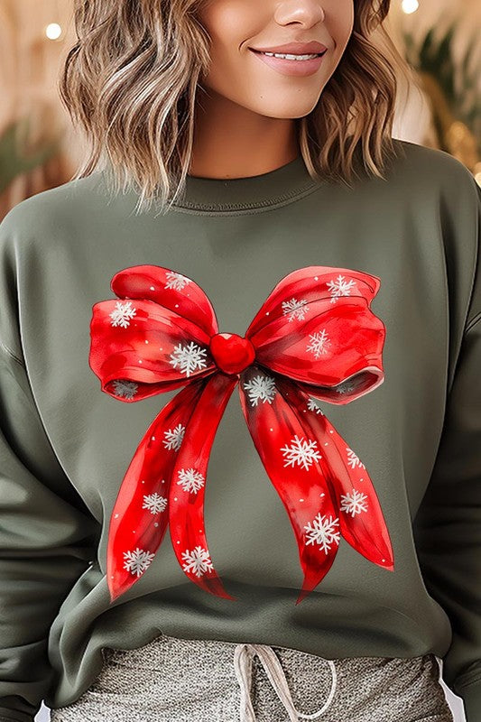 Christmas Snowflakes Bow Graphic Sweatshirts